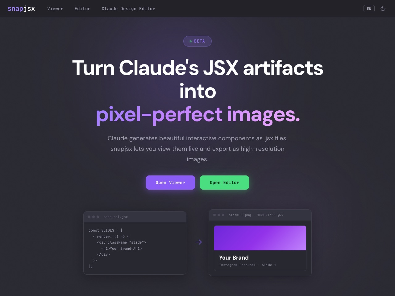 SnapJSX preview